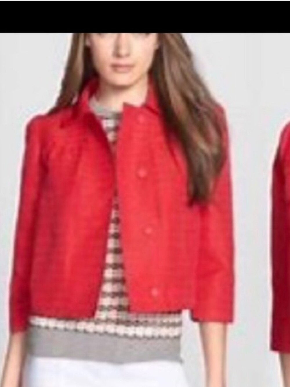 Tory Burch Bright Red Cropped Snap-Front Jacket